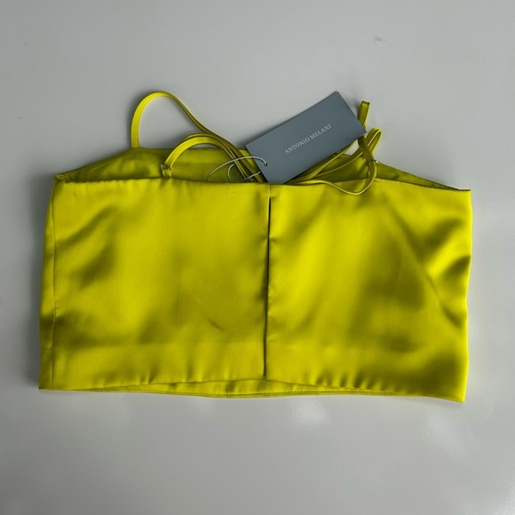 ANTONIO MELANI Neon Yellow Satin Top size 0 (I) - Picture 4 of 8